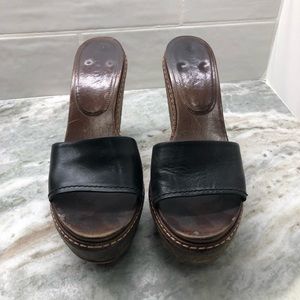 Black leather vintage Prada wedge